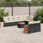 vidaXL 9-tlg. Garten-Sofagarnitur mit Kissen Schwarz Poly Rattan vidaXL 9-tlg. Garten-Sofagarnitur mit Kissen Schwarz Poly Rattan