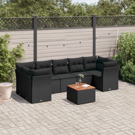 vidaXL 6-tlg. Garten-Sofagarnitur mit Kissen Schwarz Poly Rattan