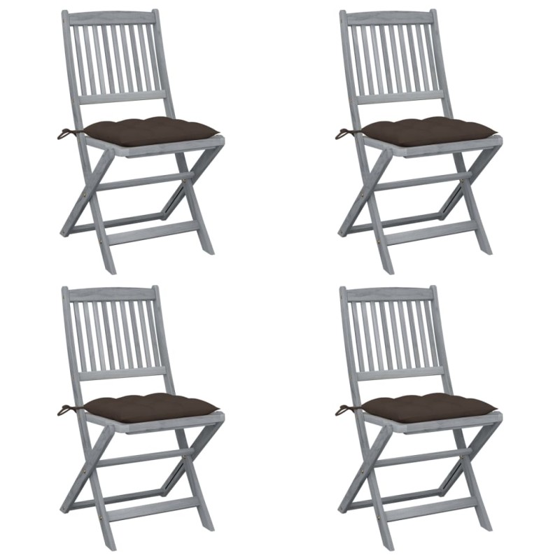 vidaXL Klappbare Gartenstühle 4 Stk. mit Kissen Massivholz Akazie vidaXL Klappbare Gartenstühle 4 Stk. mit Kissen Massivholz Akazie