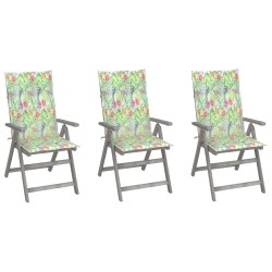 Verstellbare Gartenstühle 3 Stk. mit Auflagen Massivholz Akazie