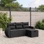 vidaXL 4-tlg. Garten-Sofagarnitur mit Kissen Schwarz Poly Rattan vidaXL 4-tlg. Garten-Sofagarnitur mit Kissen Schwarz Poly Rattan