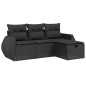 vidaXL 4-tlg. Garten-Sofagarnitur mit Kissen Schwarz Poly Rattan vidaXL 4-tlg. Garten-Sofagarnitur mit Kissen Schwarz Poly Rattan