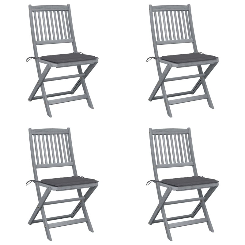 Klappbare Gartenstühle 4 Stk. mit Kissen Massivholz Akazie Klappbare Gartenstühle 4 Stk. mit Kissen Massivholz Akazie