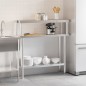 vidaXL Küchen-Arbeitstisch mit Aufsatzboard 110x30x120 cm Edelstahl vidaXL Küchen-Arbeitstisch mit Aufsatzboard 110x30x120 cm Edelstahl