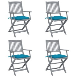 Klappbare Gartenstühle 4 Stk. mit Kissen Massivholz Akazie