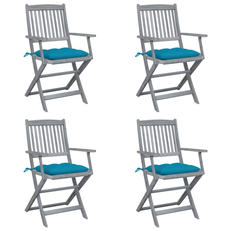 Klappbare Gartenstühle 4 Stk. mit Kissen Massivholz Akazie Klappbare Gartenstühle 4 Stk. mit Kissen Massivholz Akazie