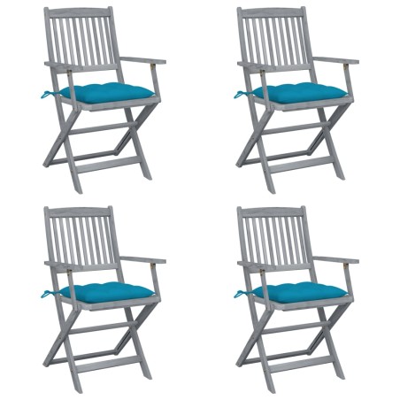 Klappbare Gartenstühle 4 Stk. mit Kissen Massivholz Akazie