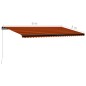 vidaXL Einziehbare Markise Handbetrieben 600 x 300 cm Orange und Braun vidaXL Einziehbare Markise Handbetrieben 600 x 300 cm Orange und Braun