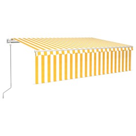 vidaXL Markise Automatisch mit Rollo LED Windsensor 6x3m Gelb Weiß 