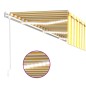 vidaXL Markise Automatisch mit Rollo LED Windsensor 6x3m Gelb Weiß vidaXL Markise Automatisch mit Rollo LED Windsensor 6x3m Gelb Weiß
