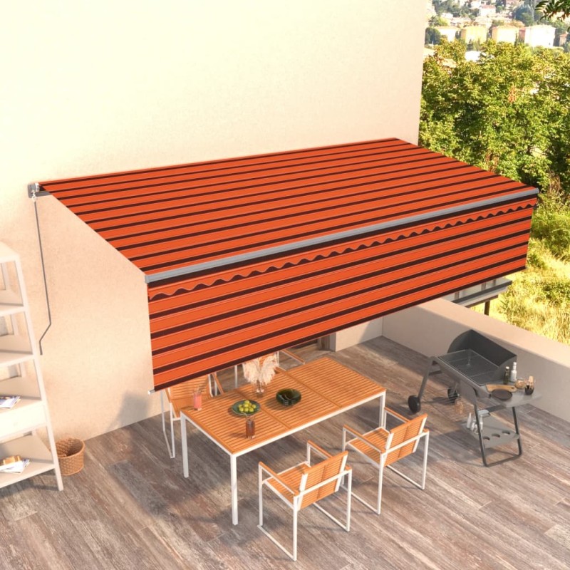 vidaXL Markise Manuell Einziehbar mit Rollo 6x3 m Orange und Braun vidaXL Markise Manuell Einziehbar mit Rollo 6x3 m Orange und Braun
