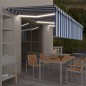 vidaXL Markise Automatisch mit Rollo LED Windsensor 6x3m Blau Weiß vidaXL Markise Automatisch mit Rollo LED Windsensor 6x3m Blau Weiß