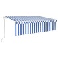 vidaXL Markise Automatisch mit Rollo LED Windsensor 6x3m Blau Weiß vidaXL Markise Automatisch mit Rollo LED Windsensor 6x3m Blau Weiß