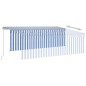 vidaXL Markise Manuell Einziehbar mit Rollo LED 4x3m Blau und Weiß vidaXL Markise Manuell Einziehbar mit Rollo LED 4x3m Blau und Weiß