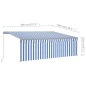 vidaXL Markise Manuell Einziehbar mit Rollo LED 4x3m Blau und Weiß vidaXL Markise Manuell Einziehbar mit Rollo LED 4x3m Blau und Weiß