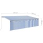 vidaXL Markise Manuell Einziehbar mit Rollo & LED 5x3 m Blau & Weiß vidaXL Markise Manuell Einziehbar mit Rollo & LED 5x3 m Blau & Weiß