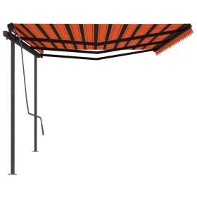 vidaXL Markise Manuell Einziehbar mit Pfosten 6x3 m Orange Braun
