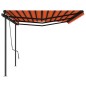 vidaXL Markise Manuell Einziehbar mit Pfosten 6x3 m Orange Braun vidaXL Markise Manuell Einziehbar mit Pfosten 6x3 m Orange Braun