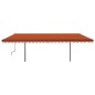 vidaXL Markise Manuell Einziehbar mit Pfosten 6x3 m Orange Braun vidaXL Markise Manuell Einziehbar mit Pfosten 6x3 m Orange Braun