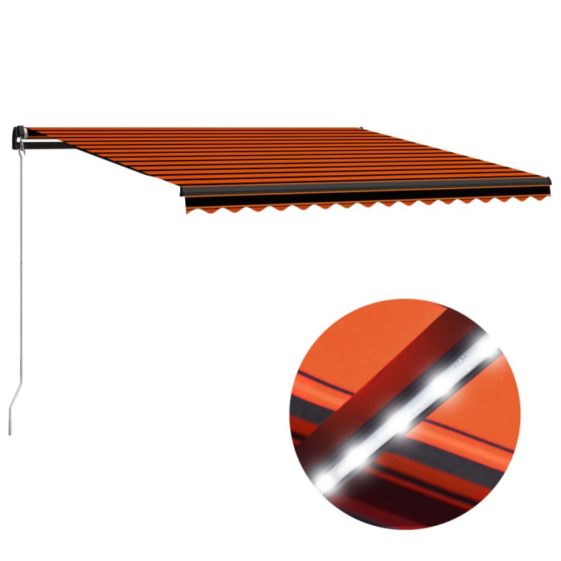 vidaXL Markise Manuell Einziehbar LED 400x300 cm Orange & Braun vidaXL Markise Manuell Einziehbar LED 400x300 cm Orange & Braun