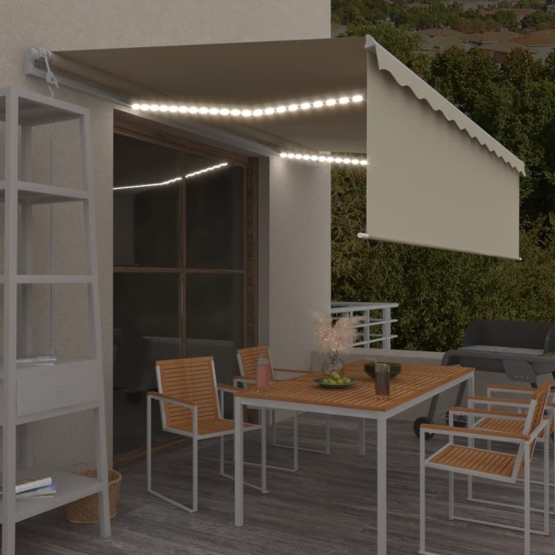vidaXL Markise Automatisch mit Rollo LED Windsensor 5x3 m Creme vidaXL Markise Automatisch mit Rollo LED Windsensor 5x3 m Creme