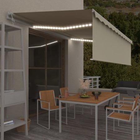 vidaXL Markise Automatisch mit Rollo LED Windsensor 5x3 m Creme 