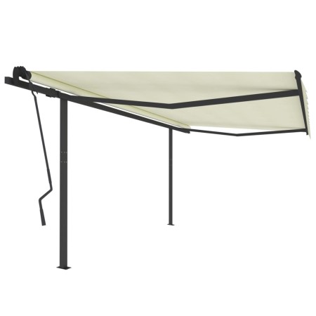 vidaXL Markise Manuell Einziehbar mit Pfosten 4,5x3,5 m Creme