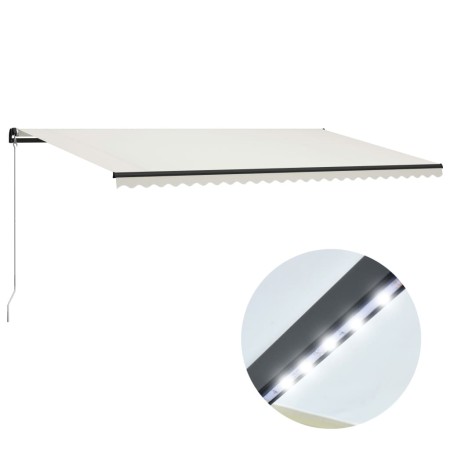 vidaXL Markise Manuell Einziehbar mit LED 600x300 cm Creme