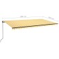 vidaXL Markise Manuell Einziehbar mit LED 600x350 cm Gelb & Weiß vidaXL Markise Manuell Einziehbar mit LED 600x350 cm Gelb & Weiß