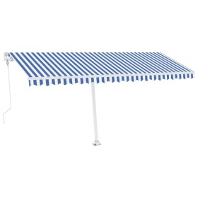vidaXL Markise Automatisch mit LED & Windsensor 500x300 cm Blau Weiß