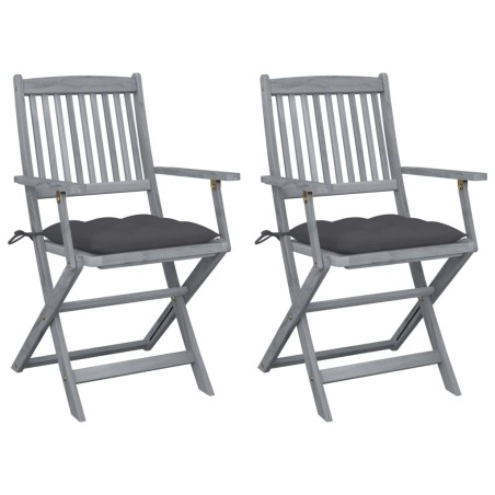vidaXL Klappbare Gartenstühle 2 Stk. mit Kissen Massivholz Akazie