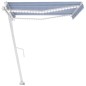 vidaXL Markise Automatisch mit LED & Windsensor 400x300 cm Blau Weiß vidaXL Markise Automatisch mit LED & Windsensor 400x300 cm Blau Weiß