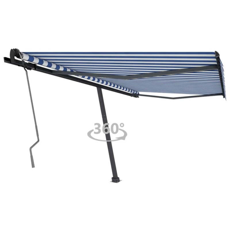 vidaXL Standmarkise Manuell Einziehbar 400x350 cm Blau/Weiß vidaXL Standmarkise Manuell Einziehbar 400x350 cm Blau/Weiß