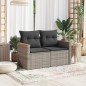 vidaXL Gartensofa 2-Sitzer mit Kissen Grau Poly Rattan vidaXL Gartensofa 2-Sitzer mit Kissen Grau Poly Rattan