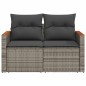 vidaXL Gartensofa 2-Sitzer mit Kissen Grau Poly Rattan vidaXL Gartensofa 2-Sitzer mit Kissen Grau Poly Rattan