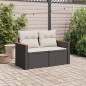 vidaXL Gartensofa mit Kissen 2-Sitzer Schwarz Poly Rattan vidaXL Gartensofa mit Kissen 2-Sitzer Schwarz Poly Rattan