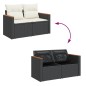 vidaXL Gartensofa mit Kissen 2-Sitzer Schwarz Poly Rattan vidaXL Gartensofa mit Kissen 2-Sitzer Schwarz Poly Rattan