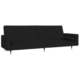vidaXL Schlafsofa 2-Sitzer mit 2 Kissen Schwarz Samt