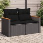 vidaXL Gartensofa mit Kissen 2-Sitzer Schwarz Poly Rattan vidaXL Gartensofa mit Kissen 2-Sitzer Schwarz Poly Rattan