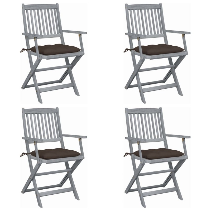 Klappbare Gartenstühle 4 Stk. mit Kissen Massivholz Akazie Klappbare Gartenstühle 4 Stk. mit Kissen Massivholz Akazie