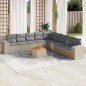 vidaXL 10-tlg. Garten-Sofagarnitur mit Kissen Beige Poly Rattan vidaXL 10-tlg. Garten-Sofagarnitur mit Kissen Beige Poly Rattan