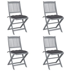 vidaXL Klappbare Gartenstühle 4 Stk. mit Kissen Massivholz Akazie