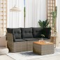 vidaXL 4-tlg. Garten-Sofagarnitur mit Kissen Grau Poly Rattan vidaXL 4-tlg. Garten-Sofagarnitur mit Kissen Grau Poly Rattan