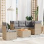 vidaXL 6-tlg. Garten-Sofagarnitur mit Kissen Beige Poly Rattan vidaXL 6-tlg. Garten-Sofagarnitur mit Kissen Beige Poly Rattan