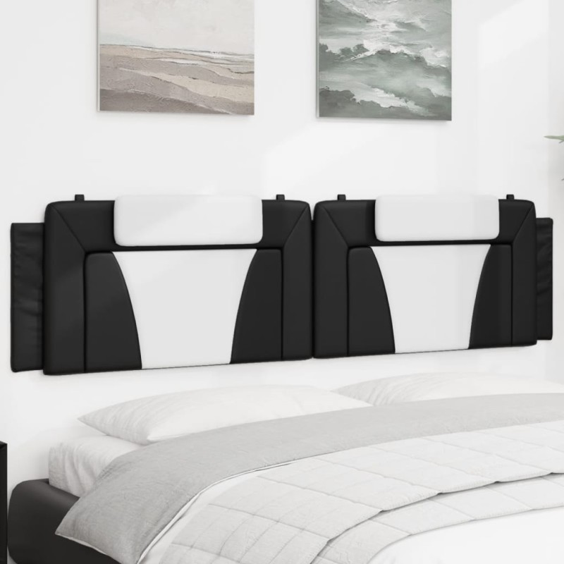 vidaXL Kopfteil-Kissen Schwarz und Weiß 200 cm Kunstleder vidaXL Kopfteil-Kissen Schwarz und Weiß 200 cm Kunstleder