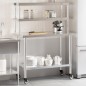 vidaXL Küchen-Arbeitstisch mit Aufsatzboard 110x55x150 cm Edelstahl vidaXL Küchen-Arbeitstisch mit Aufsatzboard 110x55x150 cm Edelstahl