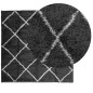 vidaXL Teppich Shaggy Hochflor Modern Schwarz und Creme 120x120 cm vidaXL Teppich Shaggy Hochflor Modern Schwarz und Creme 120x120 cm
