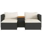 vidaXL 5tlg. Garten-Sofagarnitur mit Kissen Schwarz Poly Rattan Akazie vidaXL 5tlg. Garten-Sofagarnitur mit Kissen Schwarz Poly Rattan Akazie