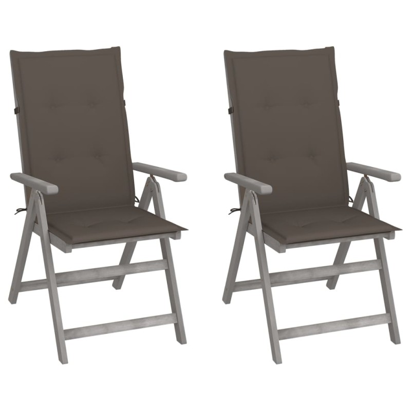 Verstellbare Gartenstühle 2 Stk. mit Auflagen Massivholz Akazie Verstellbare Gartenstühle 2 Stk. mit Auflagen Massivholz Akazie