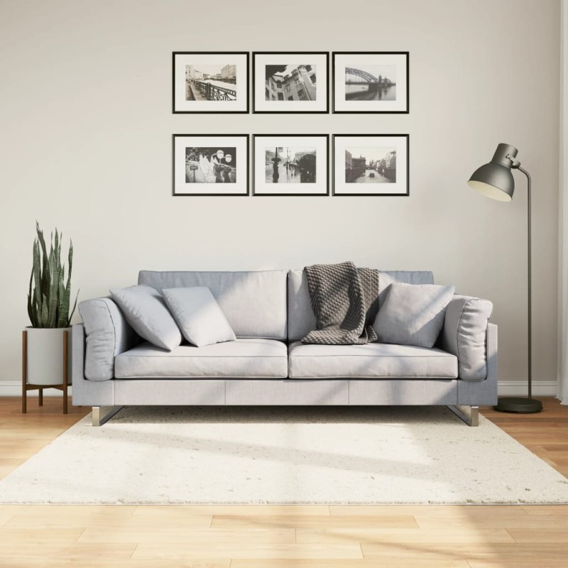 vidaXL Teppich Shaggy Hochflor Modern Creme 160x160 cm vidaXL Teppich Shaggy Hochflor Modern Creme 160x160 cm